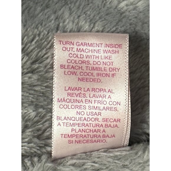 Juicy Couture Embossed Luxe Soft Plush Robe Gray Pockets Long‎ Sleeve EUC Sz S M - Picture 7 of 8